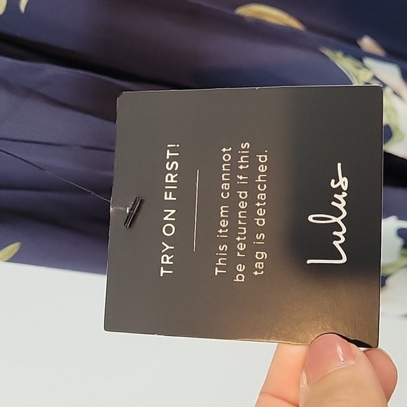 LULUS All Mine Navy Blue Floral Print High-Low Maxi Wrap Dress 65229 - Picture 6 of 13